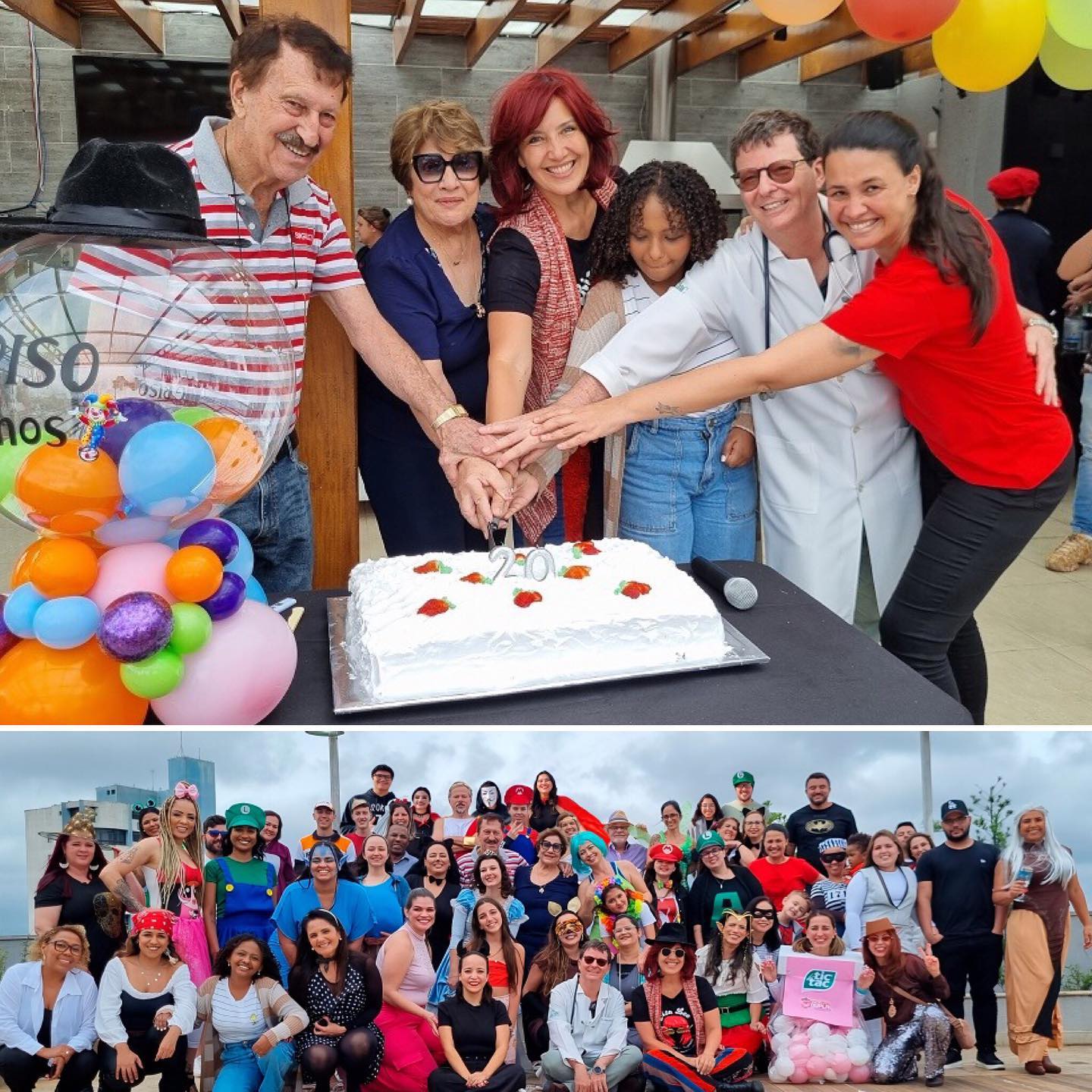 AMOR E ALEGRIA.
E, TAMBÉM, DOAÇÃO COM ALEGRIA: os 20 anos do grupo Big Riso (que visita voluntariamente hospitais) ganhou festa com direito a discursos emocionados, entre os quais o de @miltonbigucci, pai de @robertabigucci - idealizadora da iniciativa. 

#bigriso🤡❣️ #hospitais #20anos